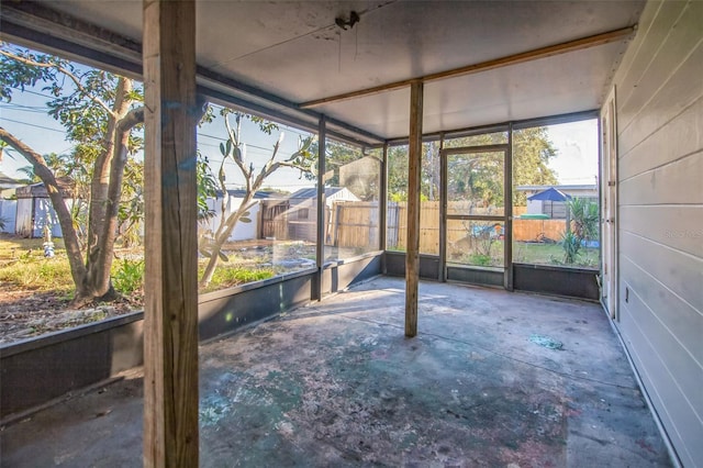 view of unfurnished sunroom