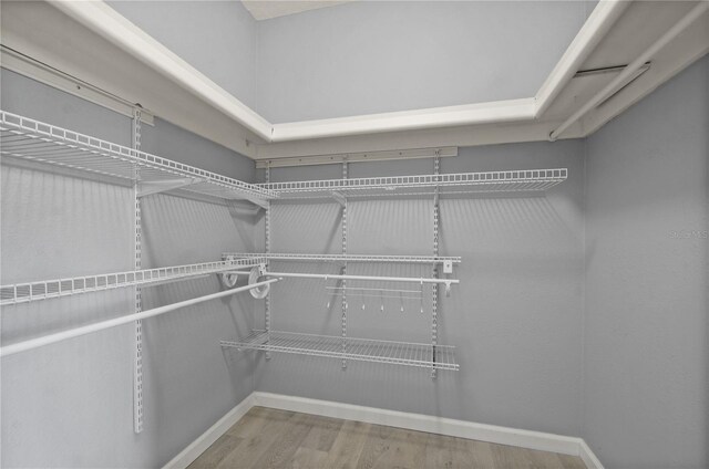 spacious closet with wood finished floors