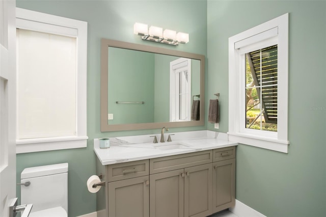 bathroom with toilet and vanity