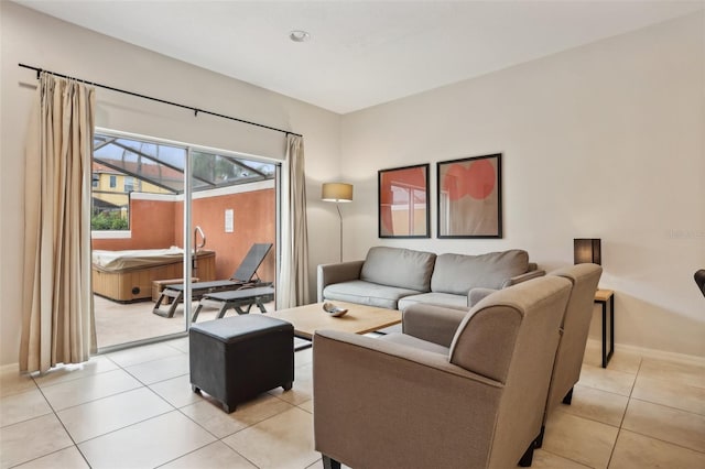 view of tiled living room