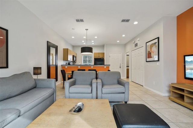 view of tiled living room