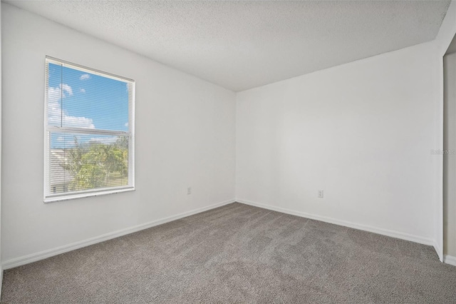 carpeted spare room with a textured ceiling