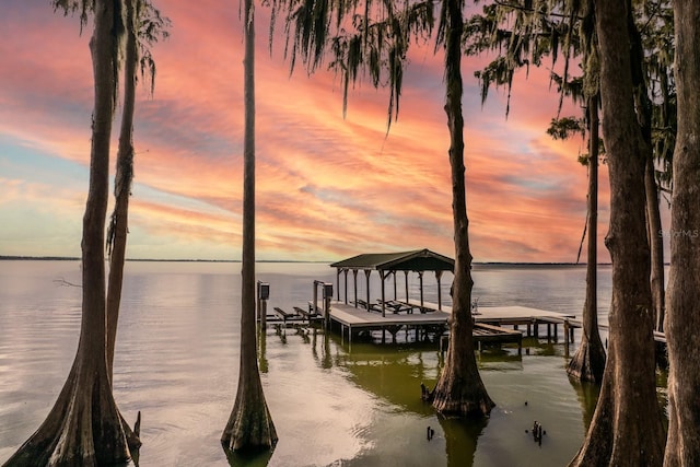 view of dock featuring a water view