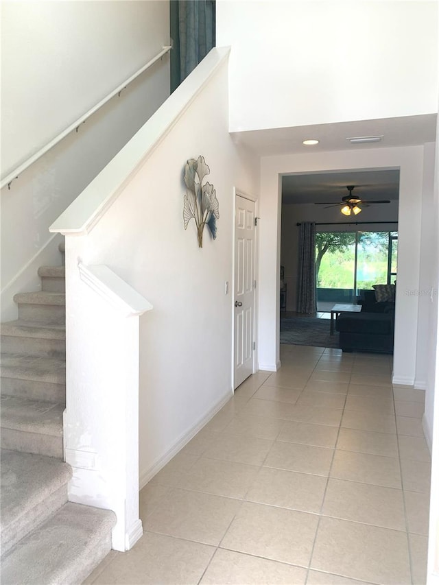 interior space featuring light tile patterned flooring