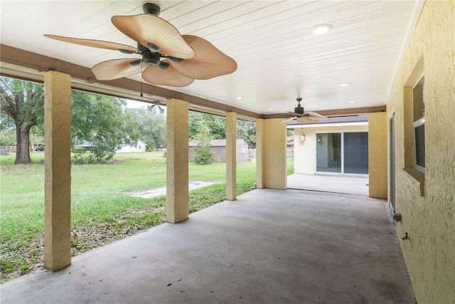 view of patio / terrace featuring ceiling fan