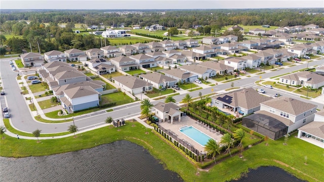 bird's eye view featuring a water view