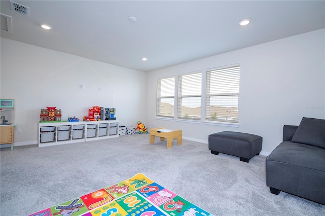 game room with carpet floors