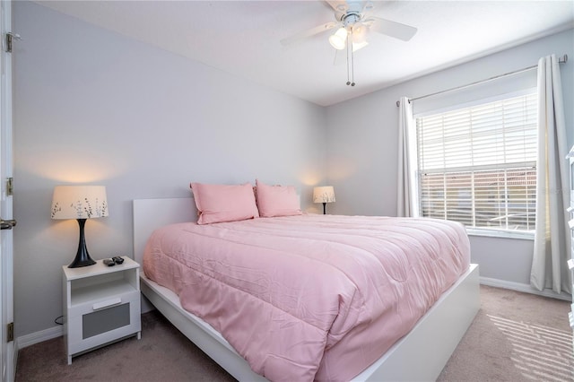 bedroom with carpet and ceiling fan