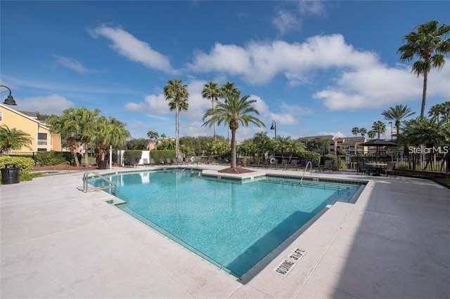 view of pool featuring a patio