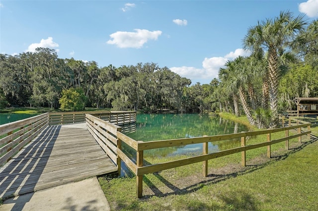 exterior space with a water view