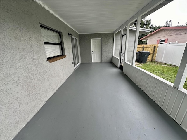 view of unfurnished sunroom