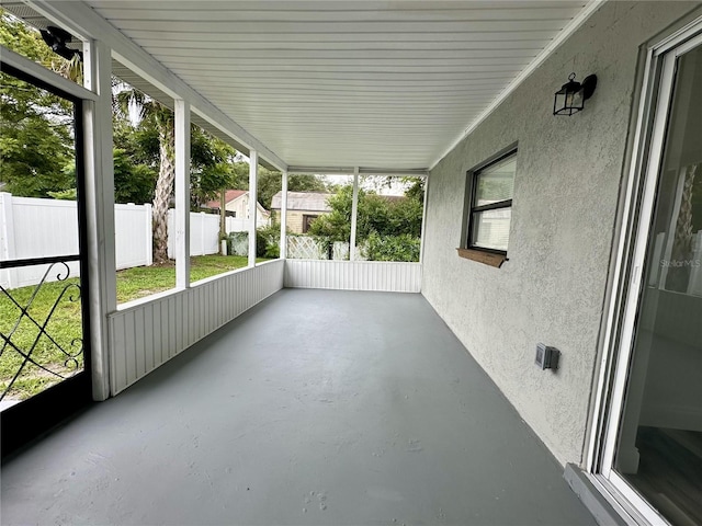 view of unfurnished sunroom