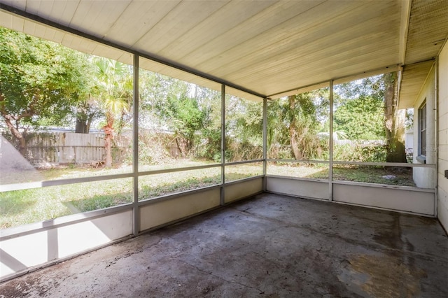 view of unfurnished sunroom