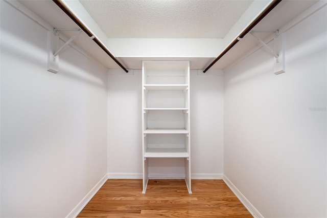 walk in closet featuring light hardwood / wood-style flooring