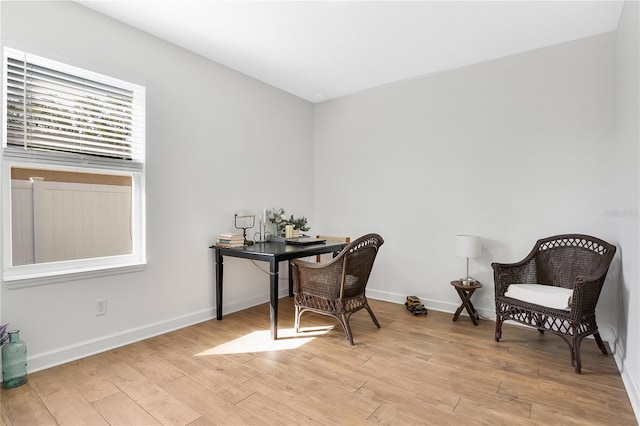 office area featuring light hardwood / wood-style flooring