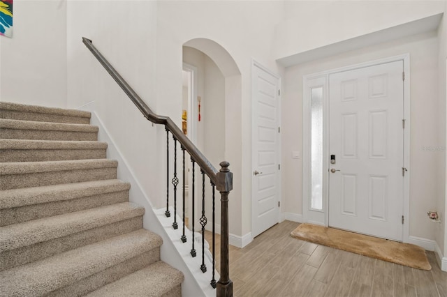 entryway with light hardwood / wood-style floors