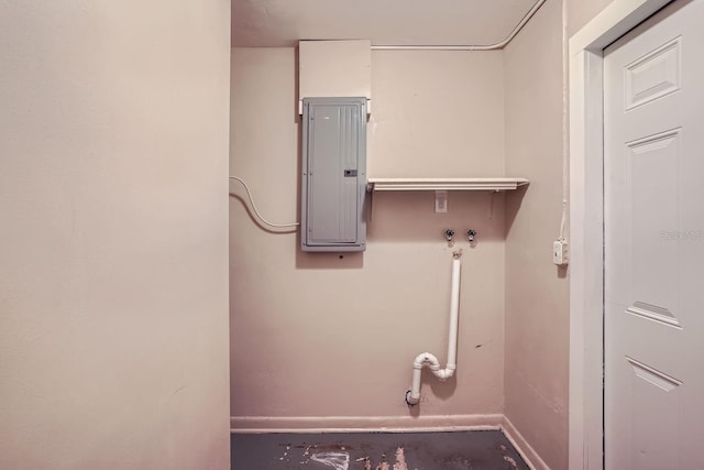 6445 Skyline Ct, Spring Hill, FL 34606 - laundry room featuring electric panel and hookup for a washing machine
