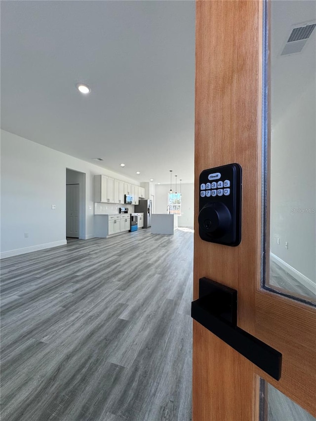 living room with hardwood / wood-style flooring