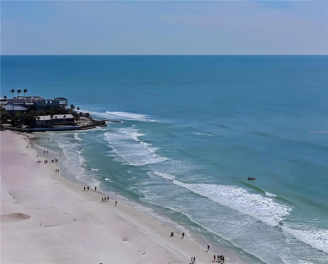 view of water feature featuring a view of the beach