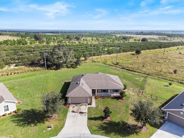 aerial view with a rural view