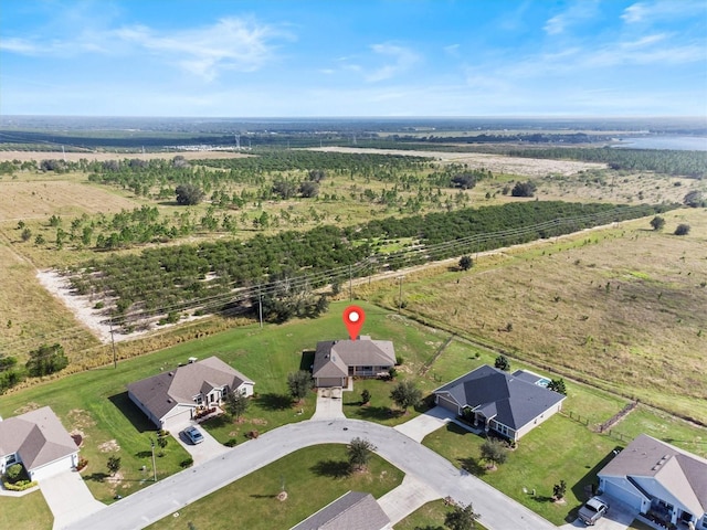 bird's eye view with a rural view