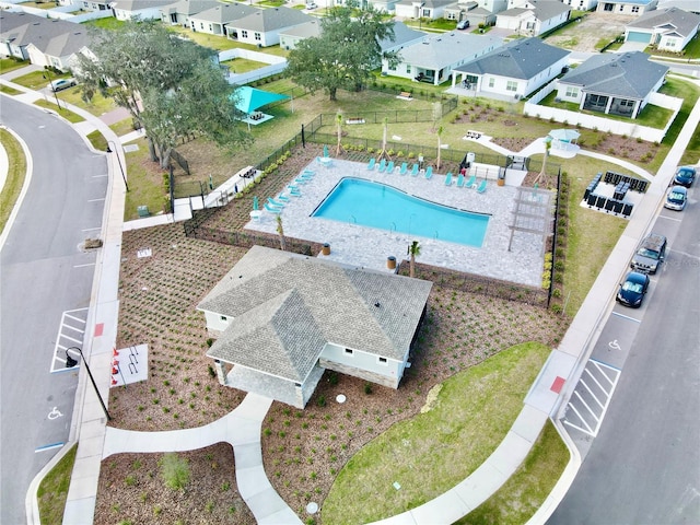 aerial view with a residential view