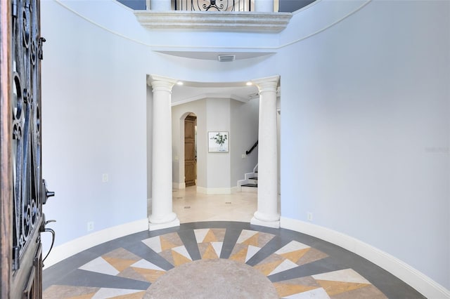 foyer with ornamental molding