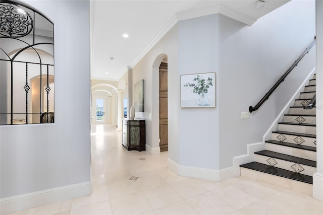 interior space featuring crown molding