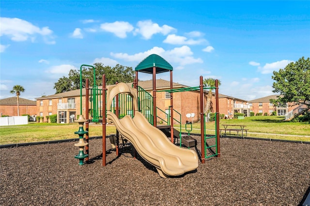 view of play area featuring a yard