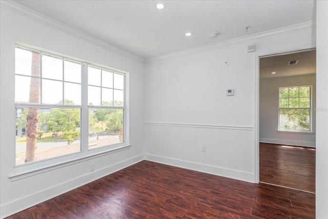 spare room featuring a healthy amount of sunlight and hardwood / wood-style flooring