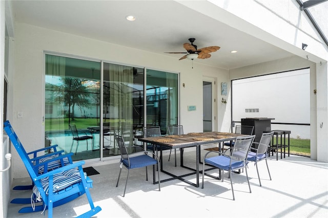 view of patio with ceiling fan