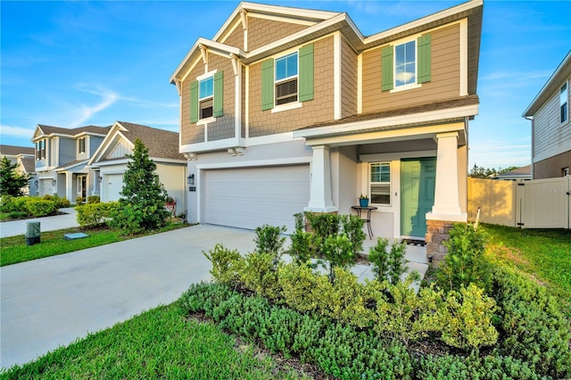 1093 Berry Ln, Davenport, FL 33837 - craftsman house with an attached garage, fence, driveway, and stucco siding
