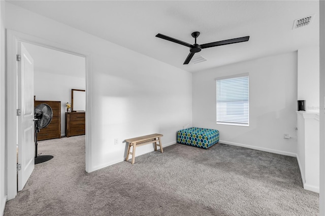 bedroom featuring carpet and ceiling fan