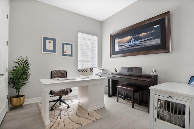 office area featuring light wood-type flooring