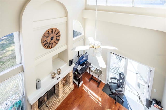 office area with dark hardwood / wood-style floors