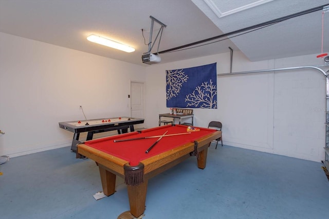 5295 Wildwood Way, Davenport, FL 33837 - playroom featuring a garage, concrete floors, and pool table