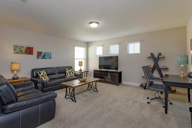 5295 Wildwood Way, Davenport, FL 33837 - living room with light carpet, baseboards, and an office area