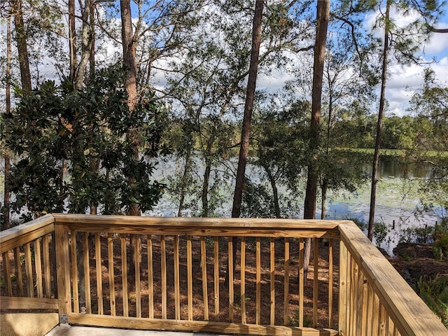 deck with a water view