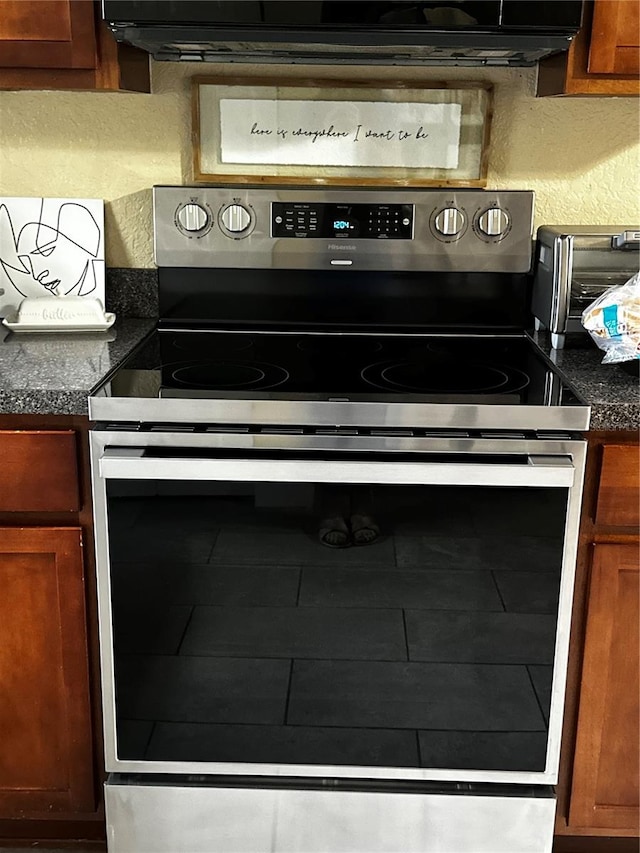 details featuring stainless steel electric range oven