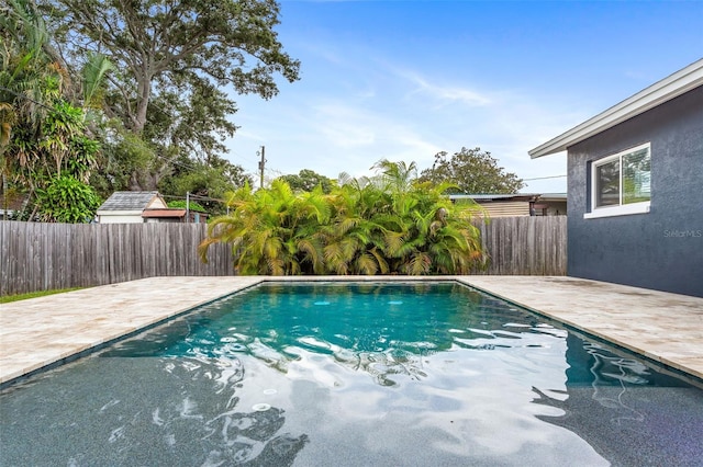 view of swimming pool with a patio area