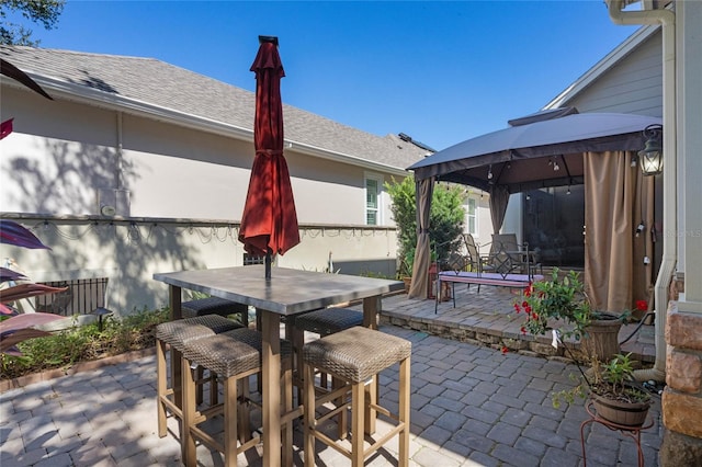 view of patio featuring a gazebo