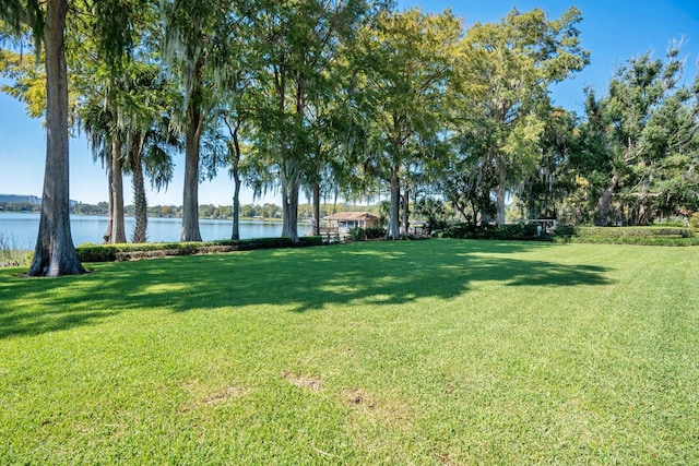 view of yard featuring a water view