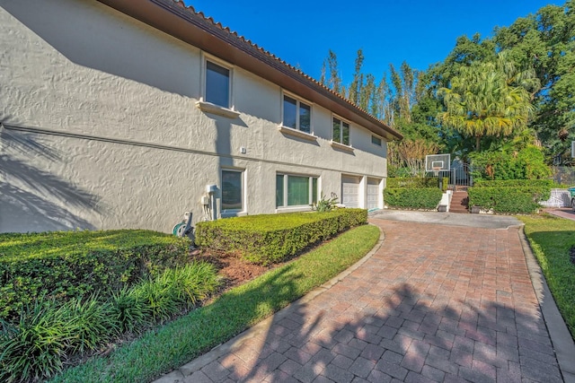 exterior space featuring a garage