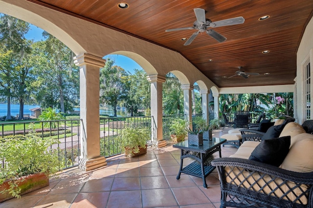 view of patio / terrace with ceiling fan