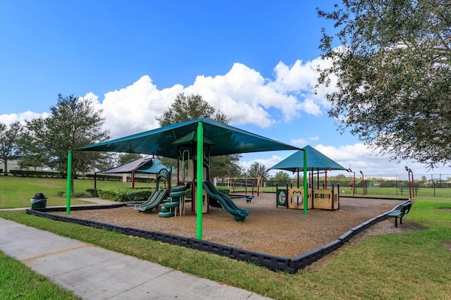 view of playground featuring a yard