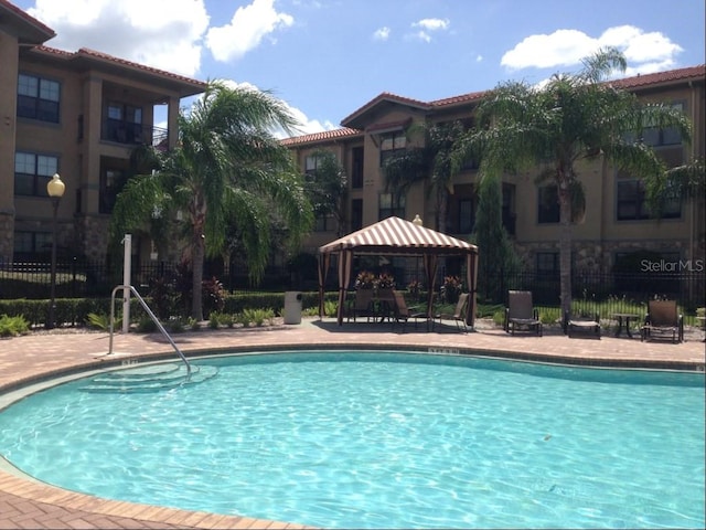 view of pool featuring a gazebo