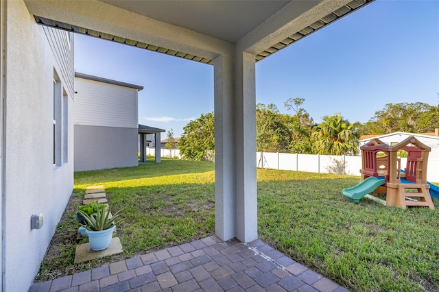 view of yard featuring a playground