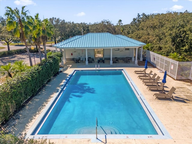 view of swimming pool featuring a patio