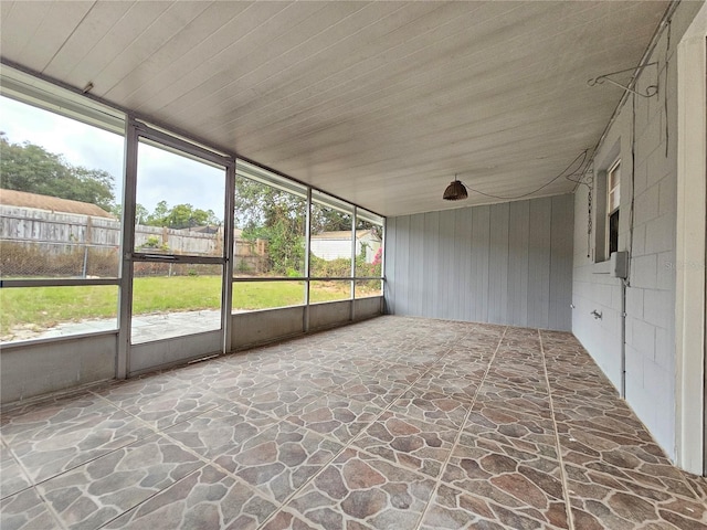 view of unfurnished sunroom