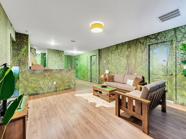 living room featuring light hardwood / wood-style floors